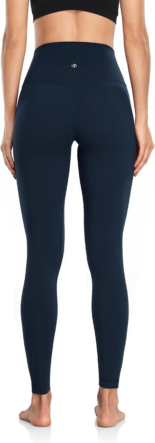 HeyNuts Essential Leggings, High Waisted Compression Workout Soft Pants Athletic Yoga Pants 28"