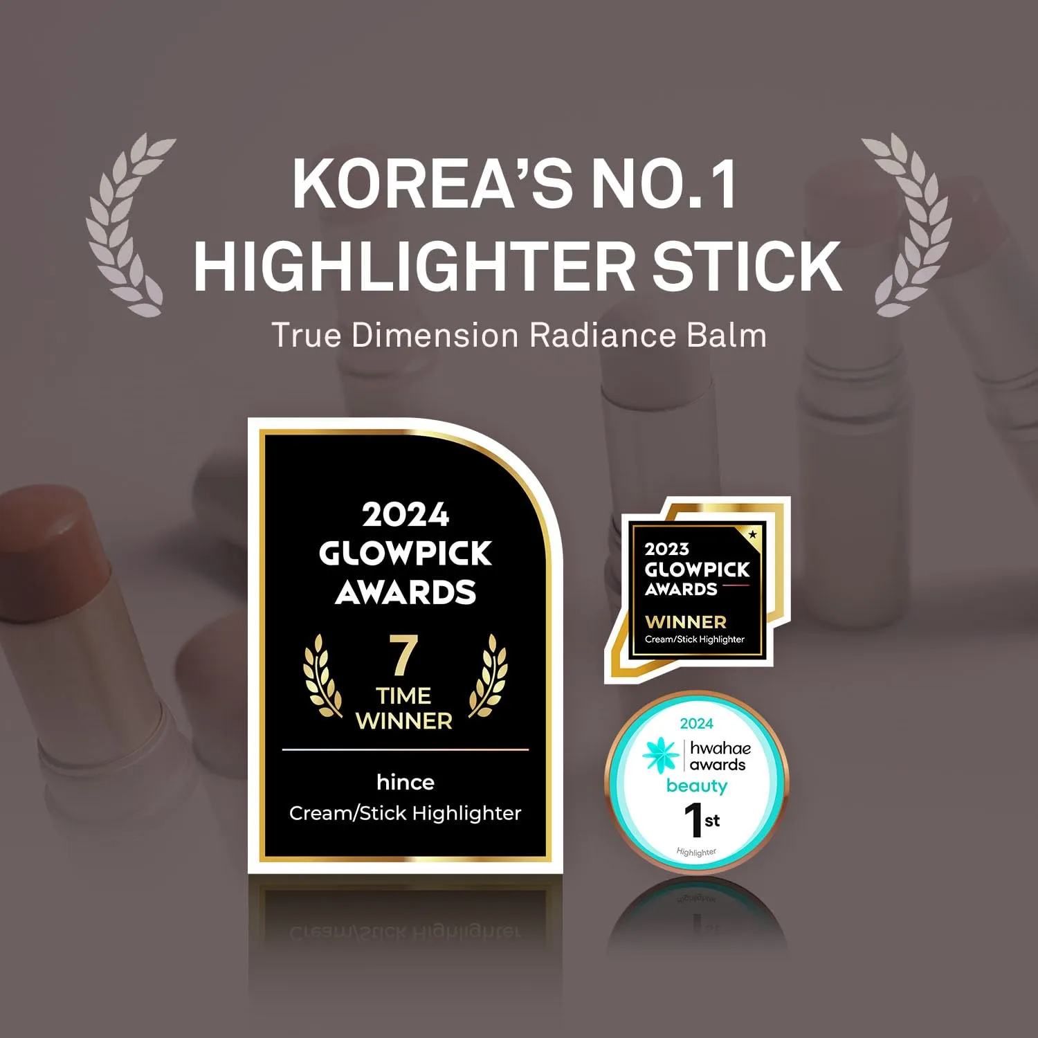 hince True Dimension Radiance Balm 10g - Shimmer Glow Face Highlighter Stick, Translucent Colors, Cream Blush Stick, Glass Skin in a Balm, Korean Beauty, Natural Makeup (LIL MAUVE, TP006)