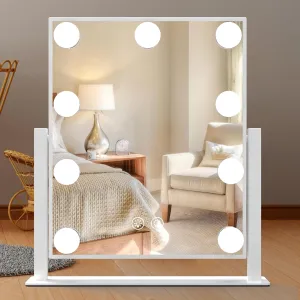 Hollywood Vanity Mirror with Lights, Lighted Makeup Mirror with Lights, 3 Color Lighting Modes, Dimmable, 5X Magnification Mirror, Smart Touch Control,360°Rotation(12in, White)