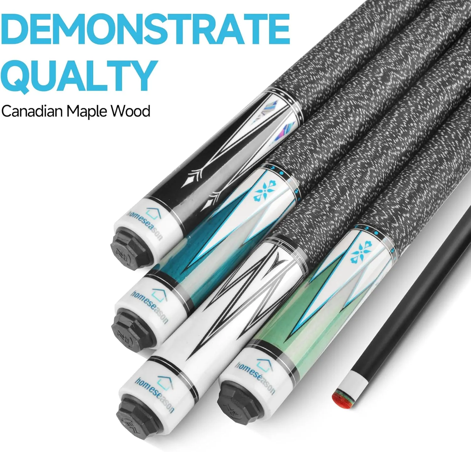 HomeSeason Pool Cue Stick 58" Billiard Cue Sticks Nylon Thread Grip Professional Low Deflection Pool Sticks