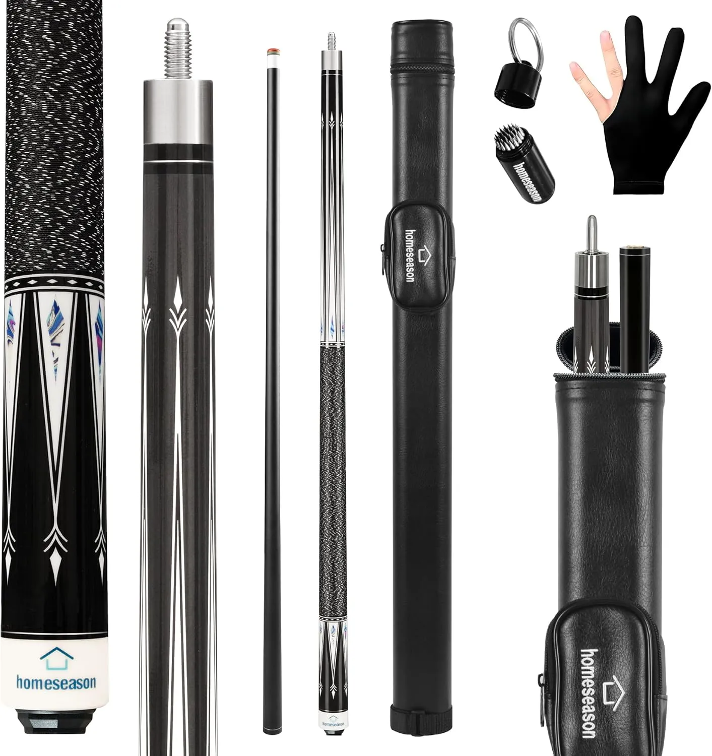 HomeSeason Pool Cue Stick 58" Billiard Cue Sticks Nylon Thread Grip Professional Low Deflection Pool Sticks