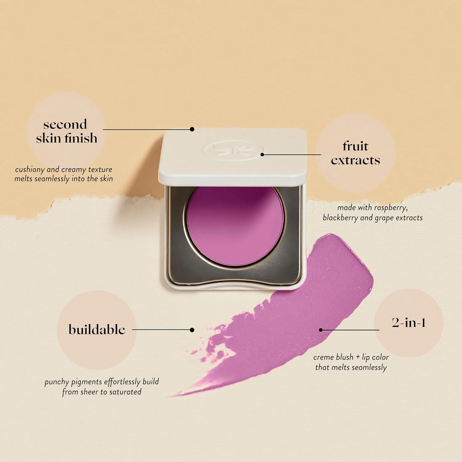 Honest Beauty 2-in-1 Creme Cheek Blush   Lip Color | EWG Verified, Vegan   Cruelty Free | Lush Lilac, .1 oz