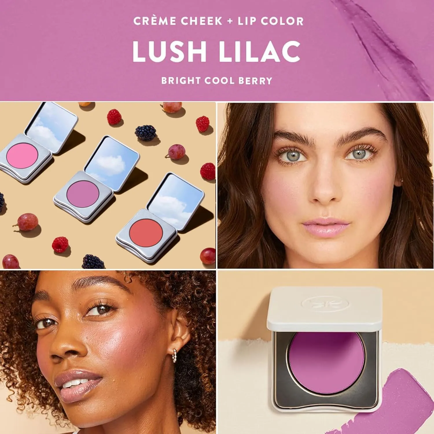 Honest Beauty 2-in-1 Creme Cheek Blush   Lip Color | EWG Verified, Vegan   Cruelty Free | Lush Lilac, .1 oz