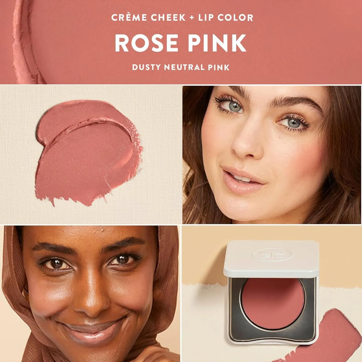 Honest Beauty 2-in-1 Creme Cheek Blush   Lip Color | EWG Verified, Vegan   Cruelty Free | Rose Pink, .1 oz