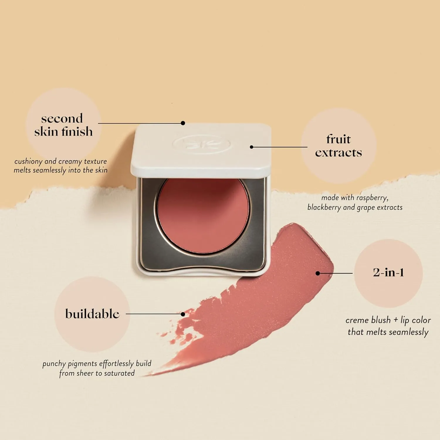 Honest Beauty 2-in-1 Creme Cheek Blush   Lip Color | EWG Verified, Vegan   Cruelty Free | Rose Pink, .1 oz
