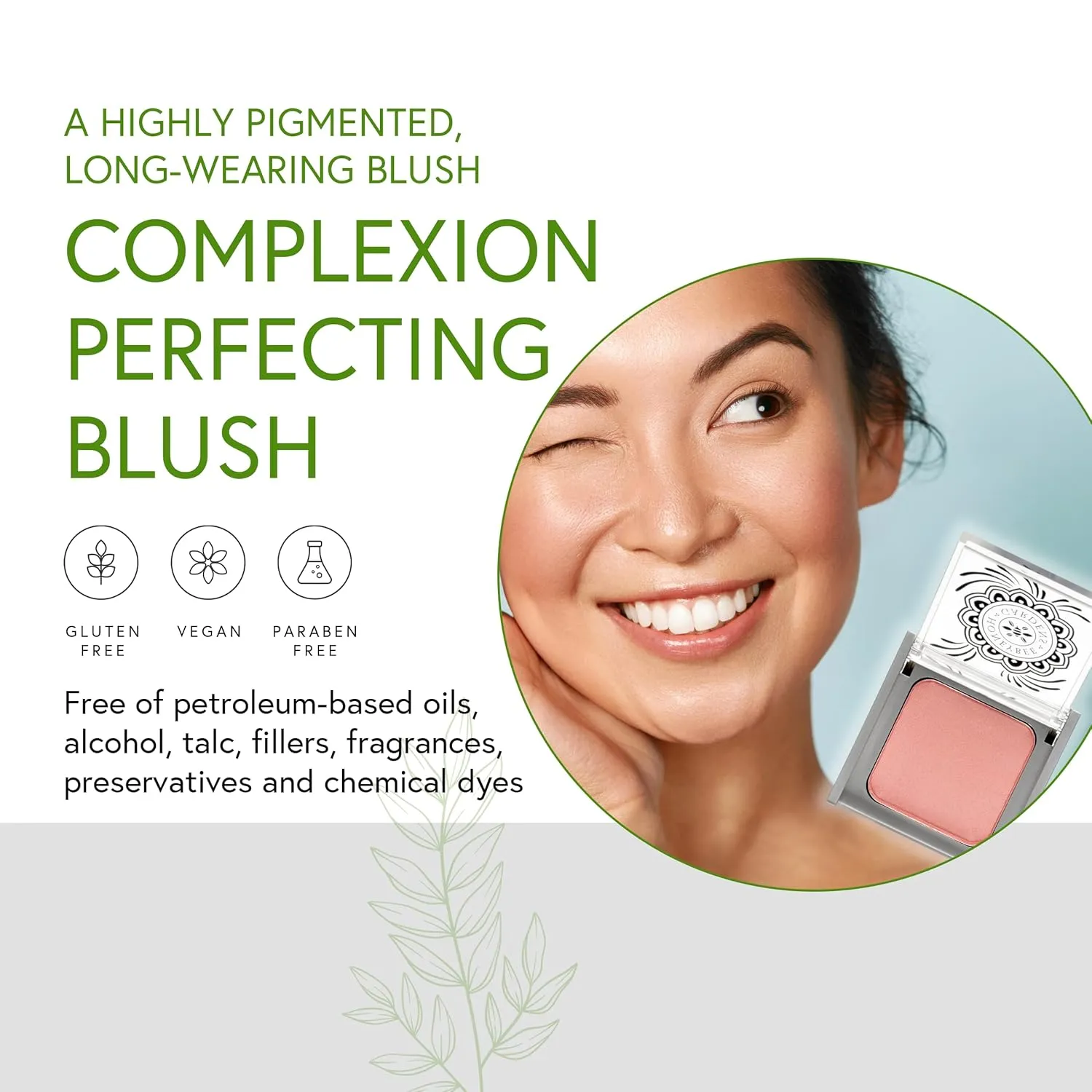 Honeybee Gardens Complexion Perfecting Blush in Euphoria, Cool Peachy Pink, Vegan & Gluten-Free, 8.5g