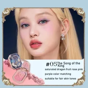 Huazhixiao Cheek Blush Moonlight Mermaid Tri-Color Gradient Blusher,Contour and Highlight Blush Palette, Easy to Sculpt the Face Shimmer Illuminator Highlighters for a Glowing Look (#05)