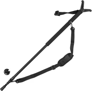 HUNTPAL Hunting Monopod Shooting Stick 33"-75" Gun Rifle Crossbow Shooting Rest Trekking Hiking Pole Walking Stick with Integrated Spike Feet, Matt Aluminum Stand with V Yoke and Carry Shoulder Strap