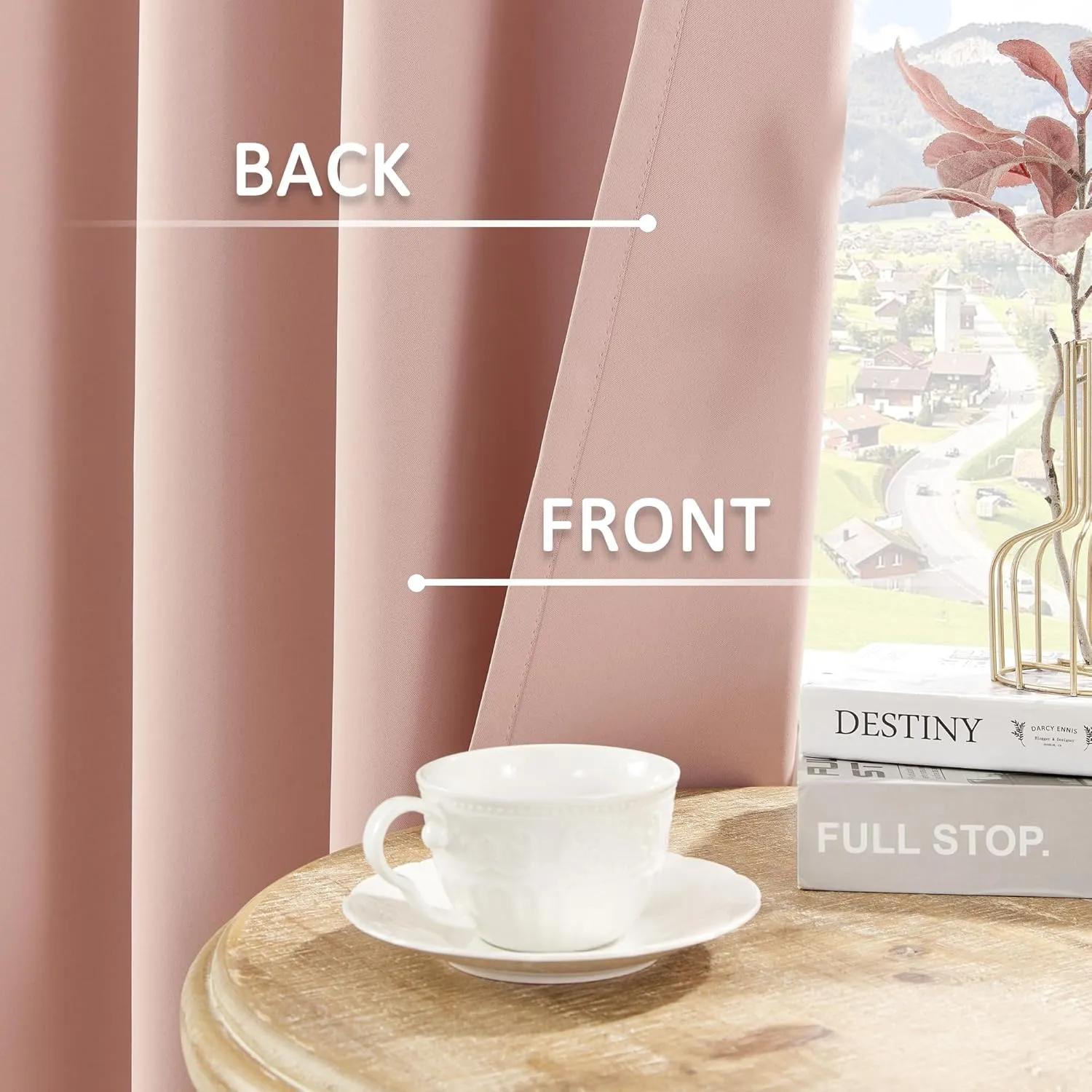 HUTO Blackout Bedroom Curtains Panels 108 Inch - Energy Saving Thermal Insulated Privacy Protect Antique Copper Grommet Sun Block Drapes for Living Room, 1 Pair, 52 by 108 Inch, Blush Pink