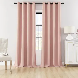 HUTO Blackout Bedroom Curtains Panels 108 Inch - Energy Saving Thermal Insulated Privacy Protect Antique Copper Grommet Sun Block Drapes for Living Room, 1 Pair, 52 by 108 Inch, Blush Pink