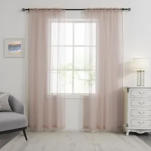 HUTO Blush Pink Sheer Curtains 84 inches Long for Bedroom Top Rod Pocket Sheer Window Panels Curtains for Nursery Living Room 52 by 84 Inch Length Set of 2 Panels