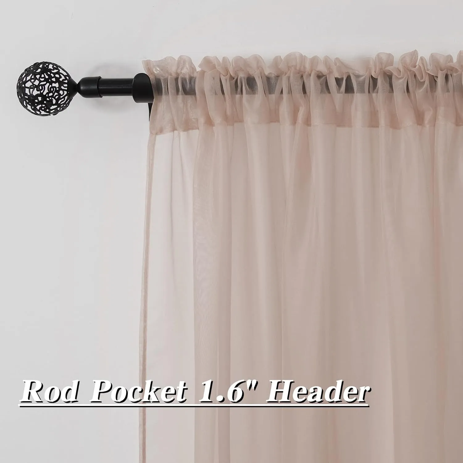 HUTO Blush Pink Sheer Curtains 84 inches Long for Bedroom Top Rod Pocket Sheer Window Panels Curtains for Nursery Living Room 52 by 84 Inch Length Set of 2 Panels