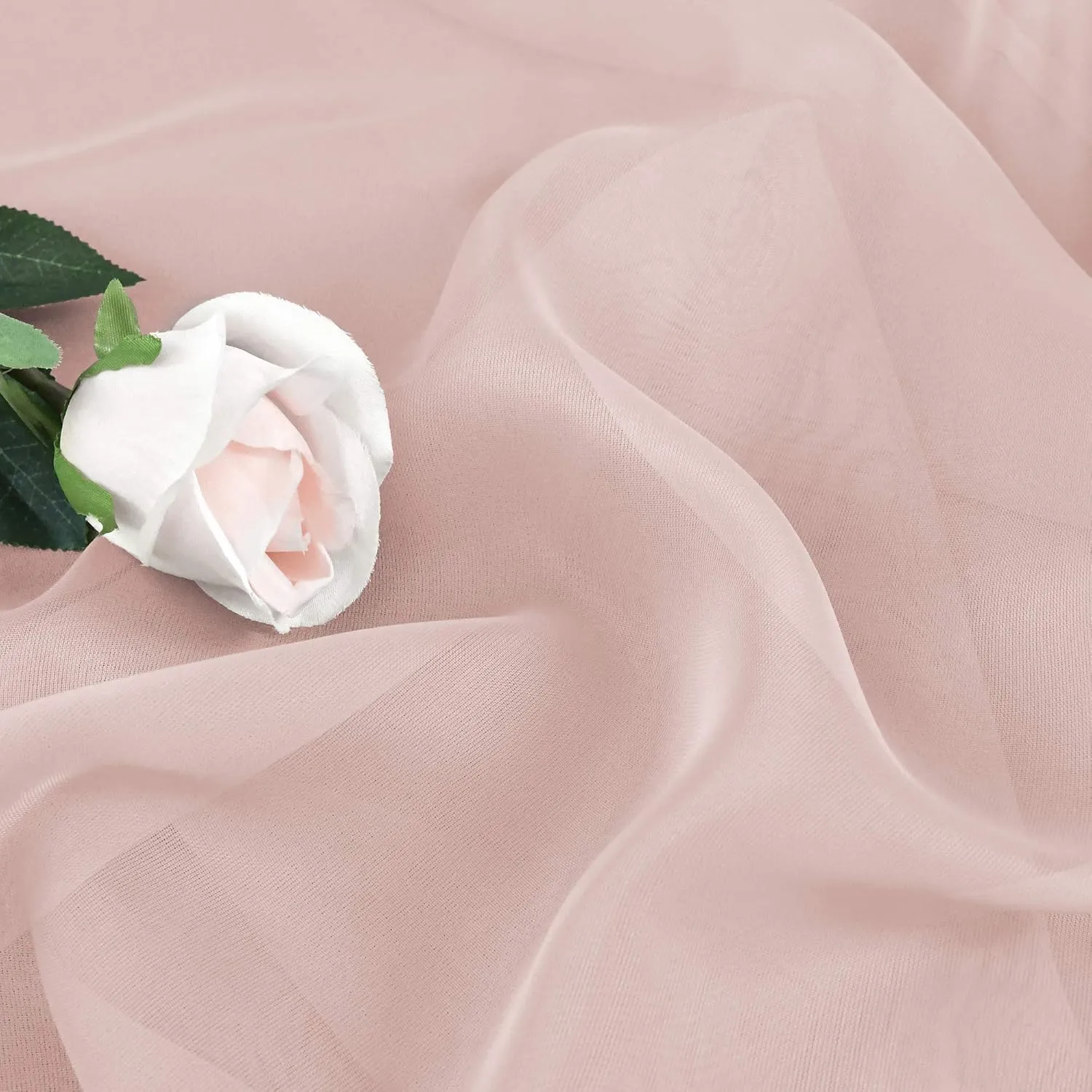 HUTO Blush Pink Sheer Window Scarf Valance for Girls Room Soft Voile Curtain Scaves Wedding Party Bed Canopy,1 Panel 52 x 216 Inch Extra Long