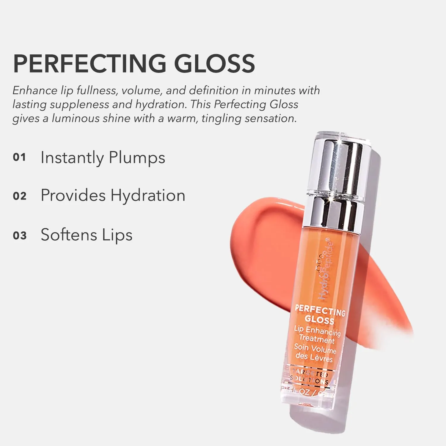 HydroPeptide Perfecting Gloss, Lip Enhancing Treatment, Long-Lasting Volume and Hydration, Beach Blush, 0.17 Ounce