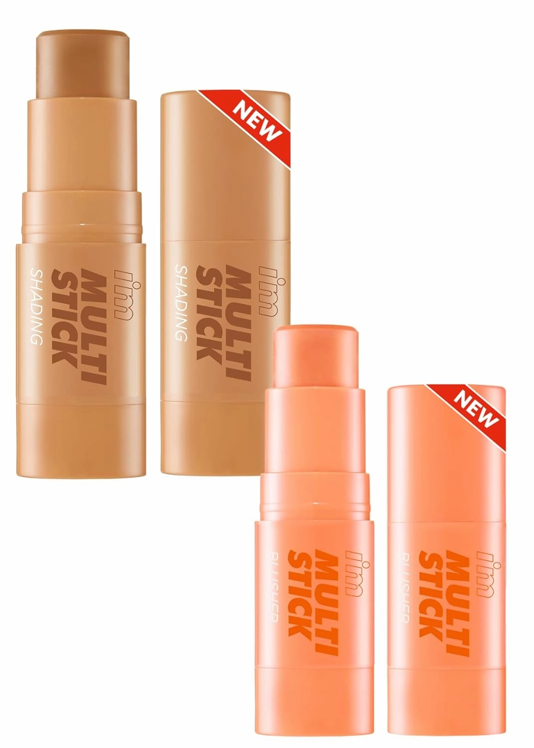 I'm Meme Contour Stick for Face - I'm Multi-stick, Shading 001 Bronzer, 0.24 Oz   Blusher Stick for Face - I'm Multi-stick, 002 Coral, 0.25 Oz Bundle