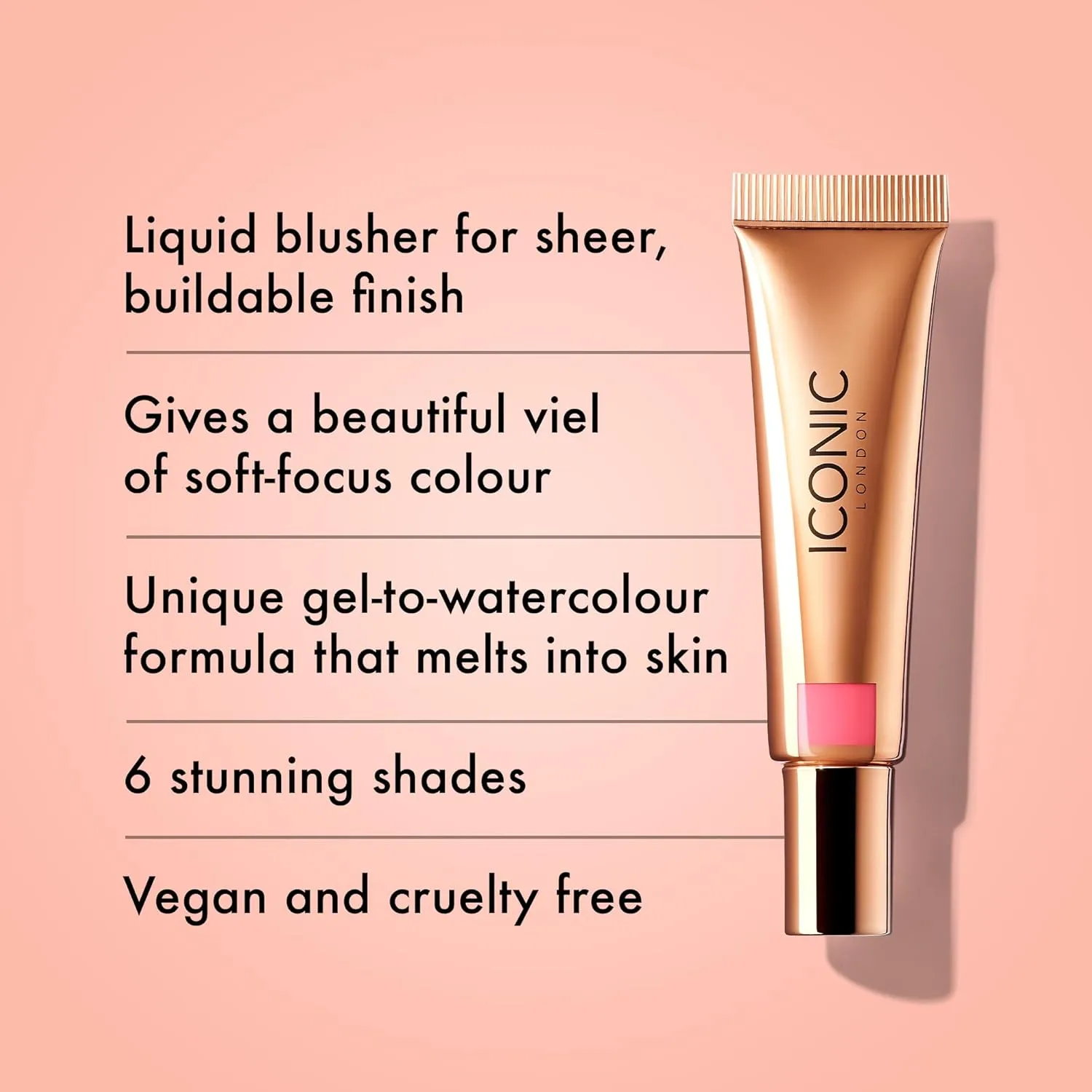 ICONIC LONDON Sheer Blush | Lightweight Liquid Cream Blush, Cruelty Free, Vegan Makeup