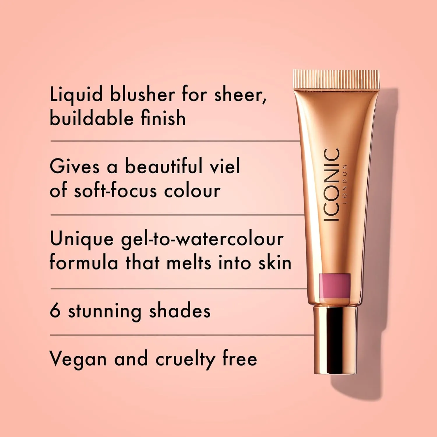 ICONIC LONDON Sheer Blush | Lightweight Liquid Cream Blush, Cruelty Free, Vegan Makeup