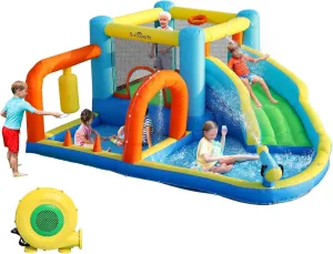 Inflatable Water Slide,Bounce House with Slide for Indoor Party,Bouncy Castle with for Kids Outdoor, Water Slides for Backyard,Inflatable Jumper Bounce House