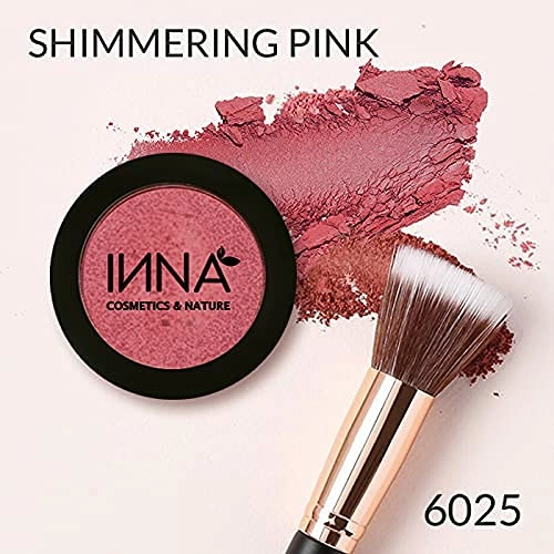 Inna Cosmetics & Nature - Blush 100% Natural, vegan, gluten free, paraben free, oil-free, Mineral, cruelty-free Made in Canada, 3 g. (Fantastic Rose) (Shimmering Pink)