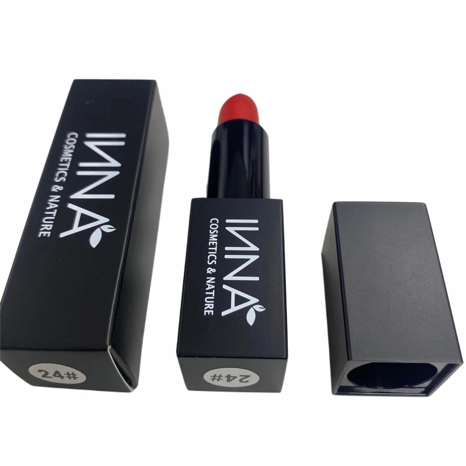 Inna Cosmetics & Nature - Matte Lipstick , Vegan, Gluten Free, Cruelty Free, non GMO with Grape Seed Oil, 3.5 g, Nude Blush (Hot Red), 1 Ounce (Pack of 1)