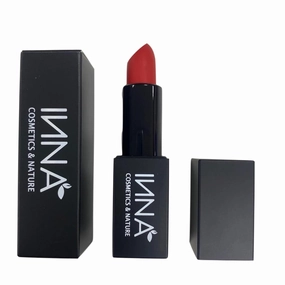 Inna Cosmetics & Nature - Matte Lipstick , Vegan, Gluten Free, Cruelty Free, non GMO with Grape Seed Oil, 3.5 g, Nude Blush (Hot Red), 1 Ounce (Pack of 1)