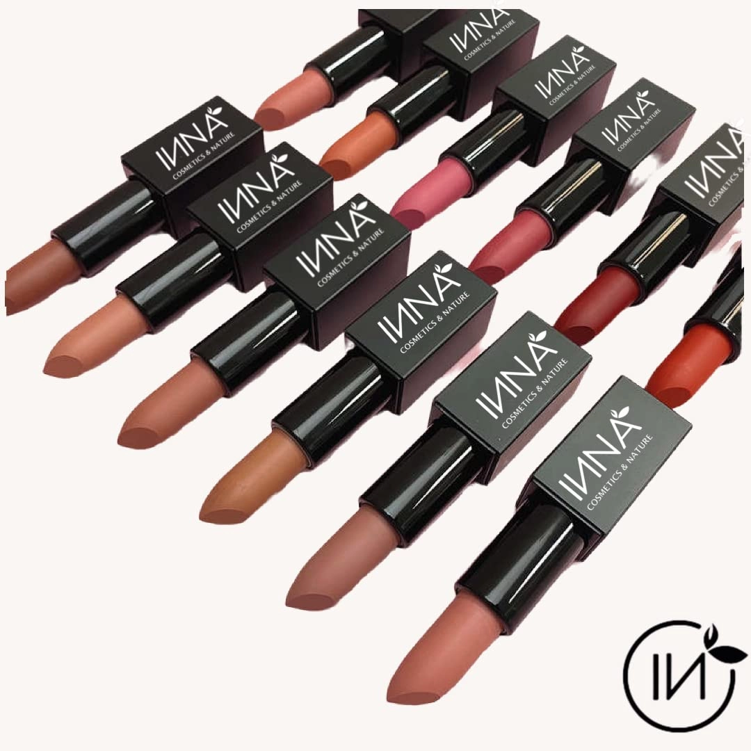Inna Cosmetics & Nature - Matte Lipstick , Vegan, Gluten Free, Cruelty Free, non GMO with Grape Seed Oil, 3.5 g, Nude Blush (Red Velvet), 1 Ounce (Pack of 1)