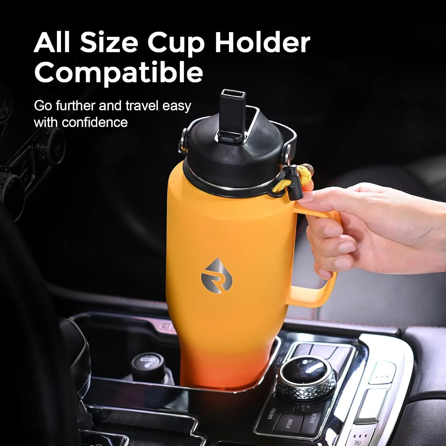 Insulated Water Bottle 40oz (Cold for 48 Hrs), Stainless Steel Water Bottle with Handle & Straw Lid & Paracord Handle, Triple Wall Vacuum Leakproof Travel Flask, Fit in Any Car Cup Holder