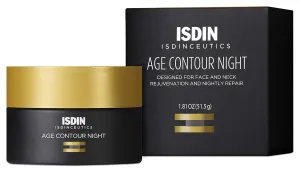 ISDIN Age Contour Night Face and Neck Cream with Melatonin and Peptides, 1.8 Oz