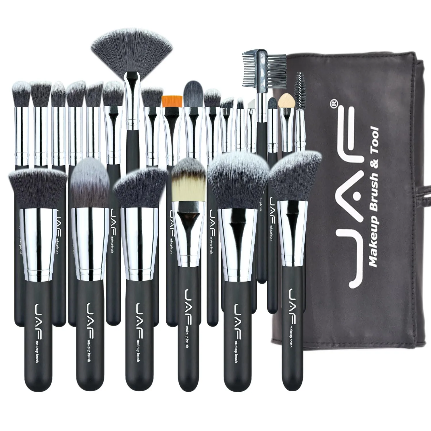 JAF Makeup Brush Set Professional 24 Pcs Synthetic Make Up Brushes with Case Bag