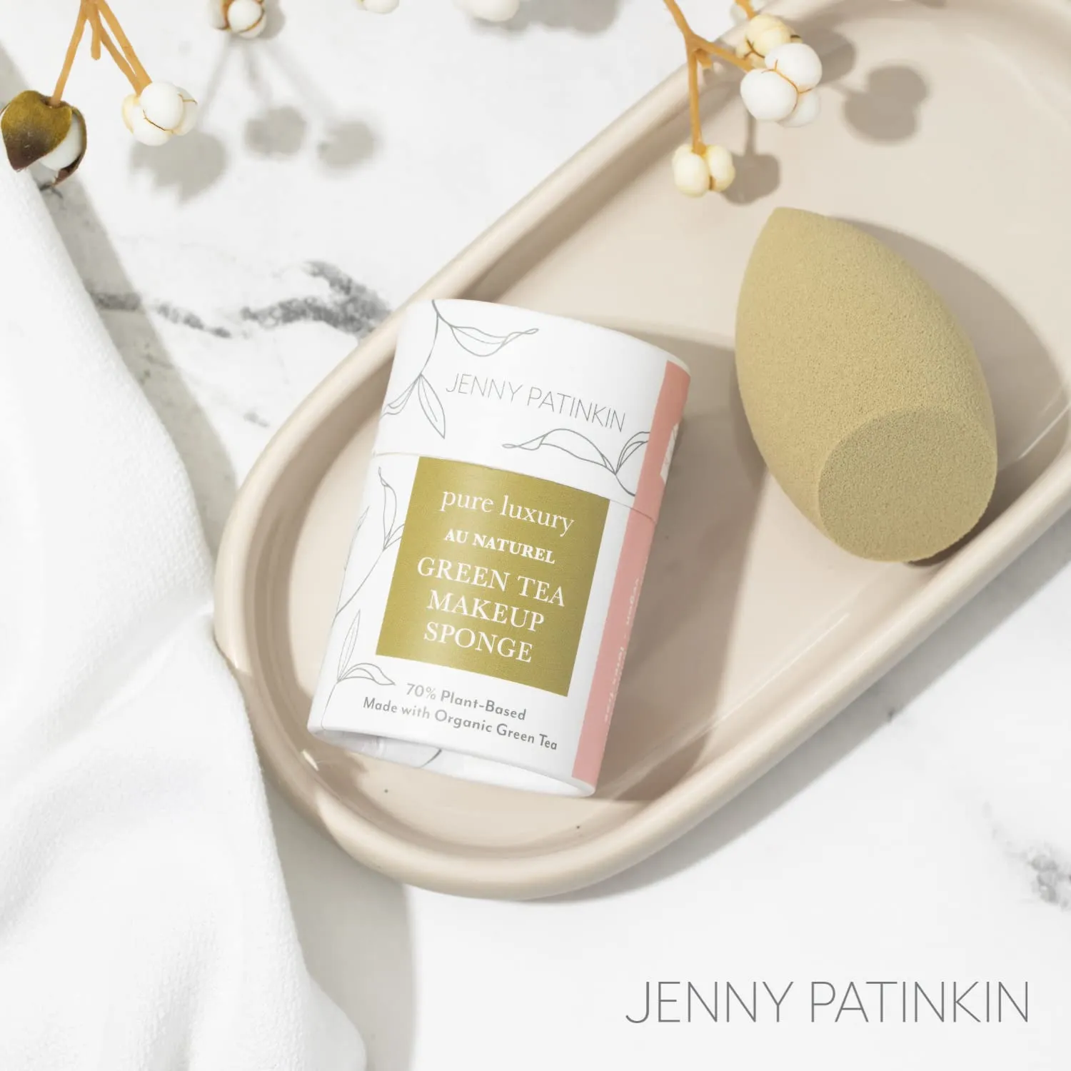 Jenny Patikin Pure Luxury Au Naturel Green Tea Makeup Sponge - Beauty Blender & Sponge for Flawless Face Makeup Blending - Organic & Soft Beauty Blender Surface