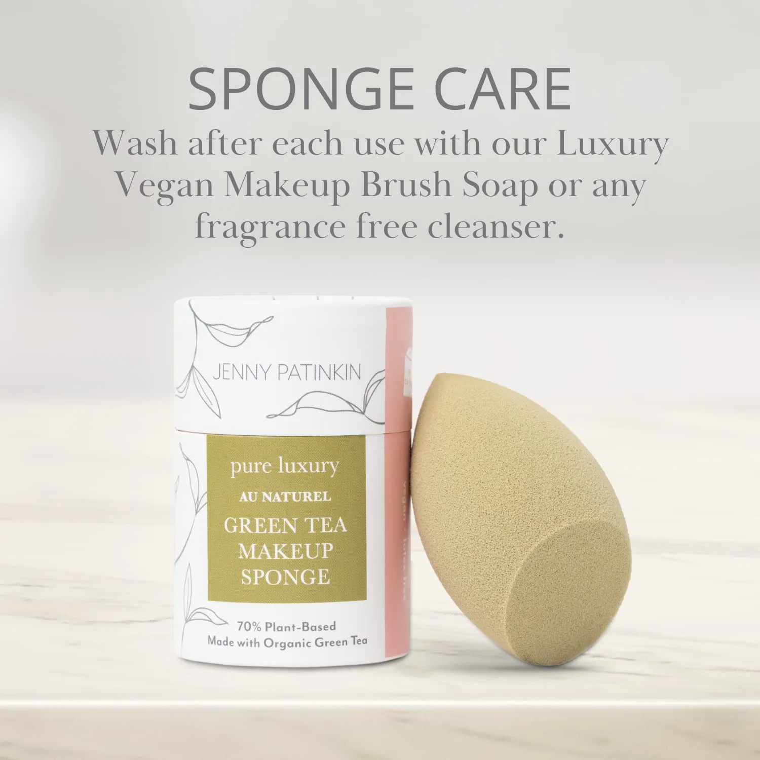 Jenny Patikin Pure Luxury Au Naturel Green Tea Makeup Sponge - Beauty Blender & Sponge for Flawless Face Makeup Blending - Organic & Soft Beauty Blender Surface