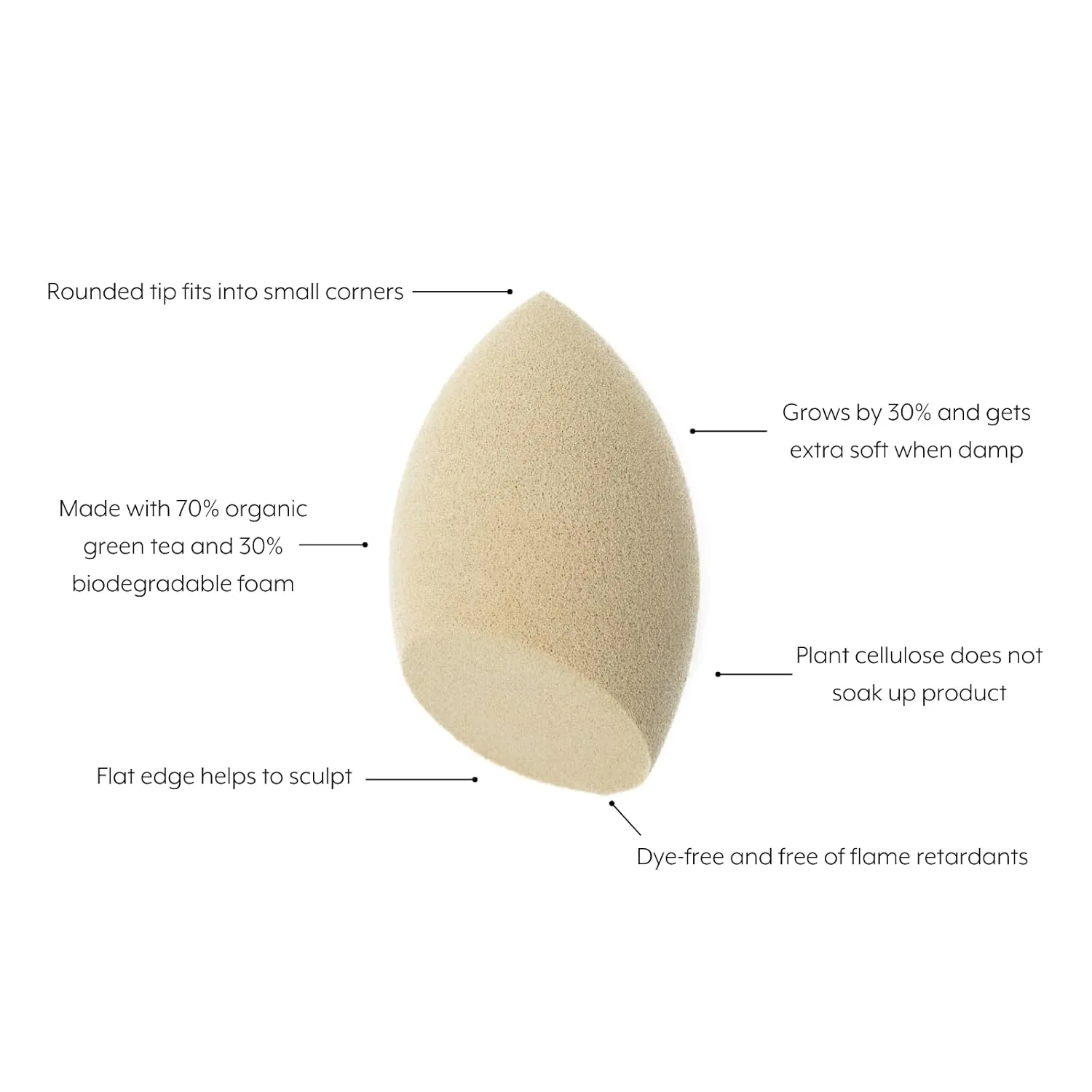 Jenny Patikin Pure Luxury Au Naturel Green Tea Makeup Sponge - Beauty Blender & Sponge for Flawless Face Makeup Blending - Organic & Soft Beauty Blender Surface