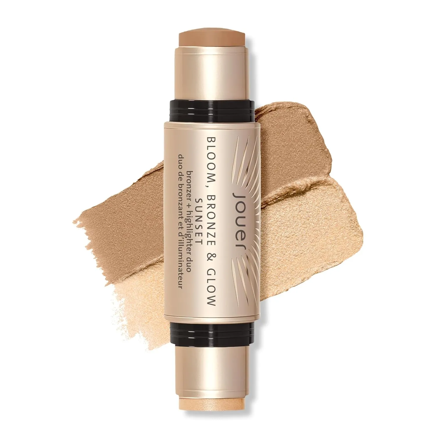 Jouer Bloom, Bronze & Glow Bronzer   Highlighter Stick - Cream Contour Makeup Stick - Hydrating Rose Hip Oil and Squalane Formula, Sunset