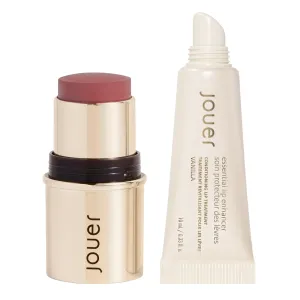 Jouer Promise Me Blush & Bloom Cheek   Lip and Vanilla Lip Enhancer Bundle