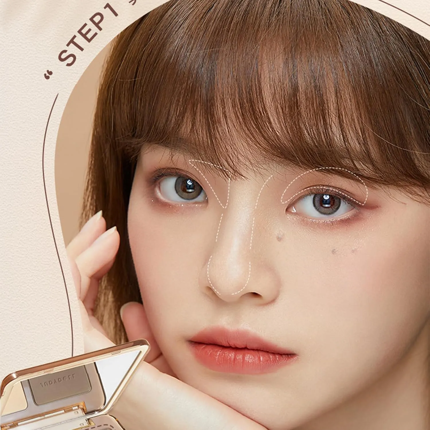 Judy Doll Contour Palette, 2 In 1 Face Highlight Contour Palette, Shades with Highlighter Makeup, Non-greasy, Lasting Sparkling, Sculpt the Face Makeup (#01 Water Waves, 0.32oz)