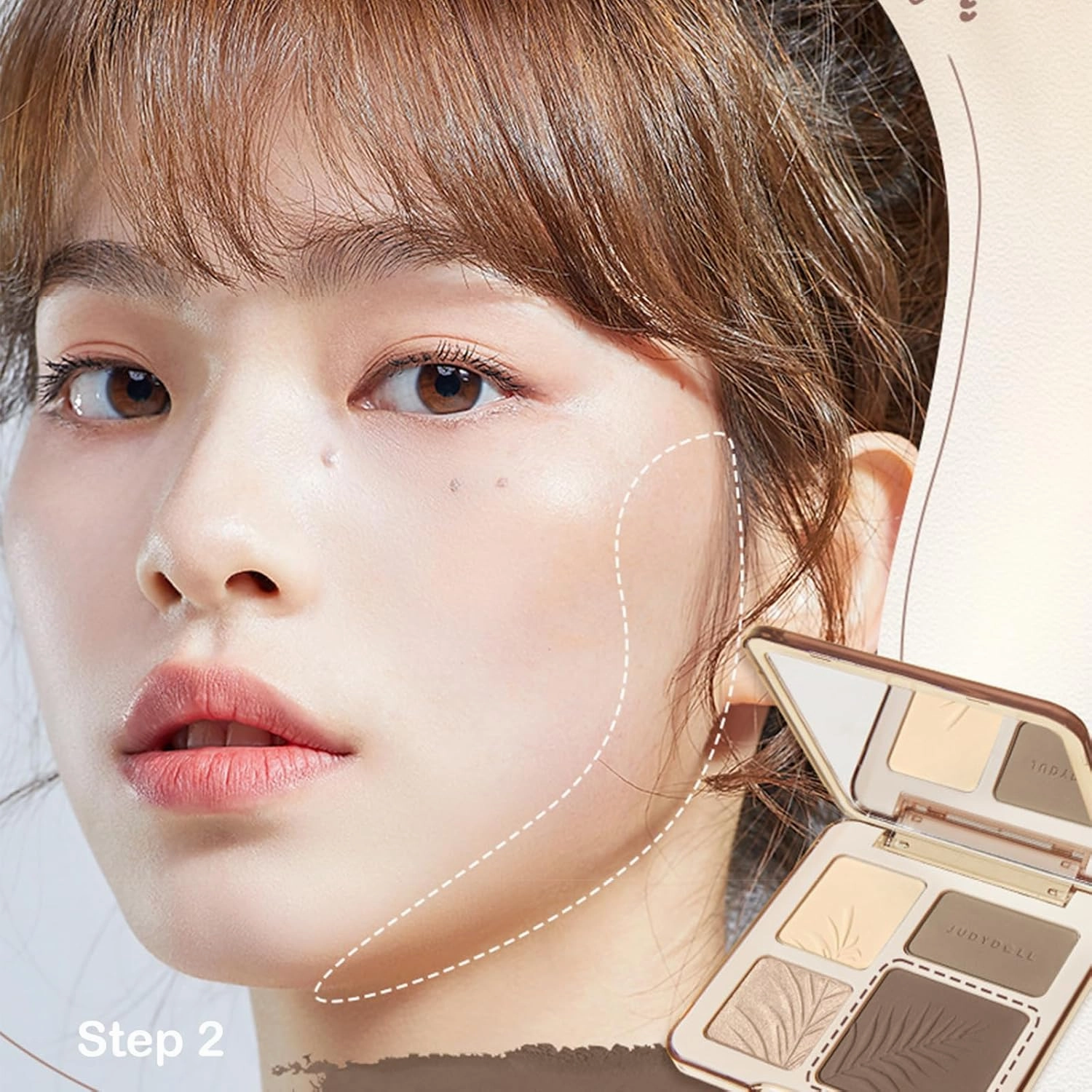 Judy Doll Contour Palette, 2 In 1 Face Highlight Contour Palette, Shades with Highlighter Makeup, Non-greasy, Lasting Sparkling, Sculpt the Face Makeup (#02 Tree Shadow, 0.32oz)