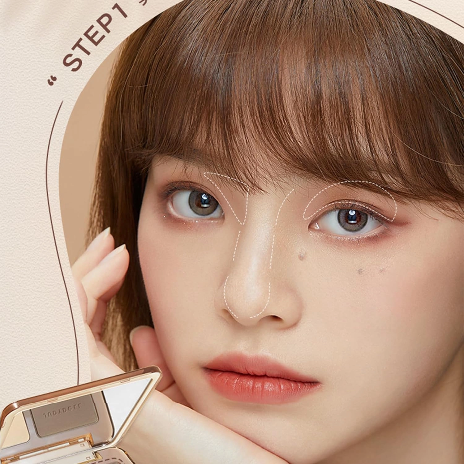 Judy Doll Contour Palette, 2 In 1 Face Highlight Contour Palette, Shades with Highlighter Makeup, Non-greasy, Lasting Sparkling, Sculpt the Face Makeup (#02 Tree Shadow, 0.32oz)