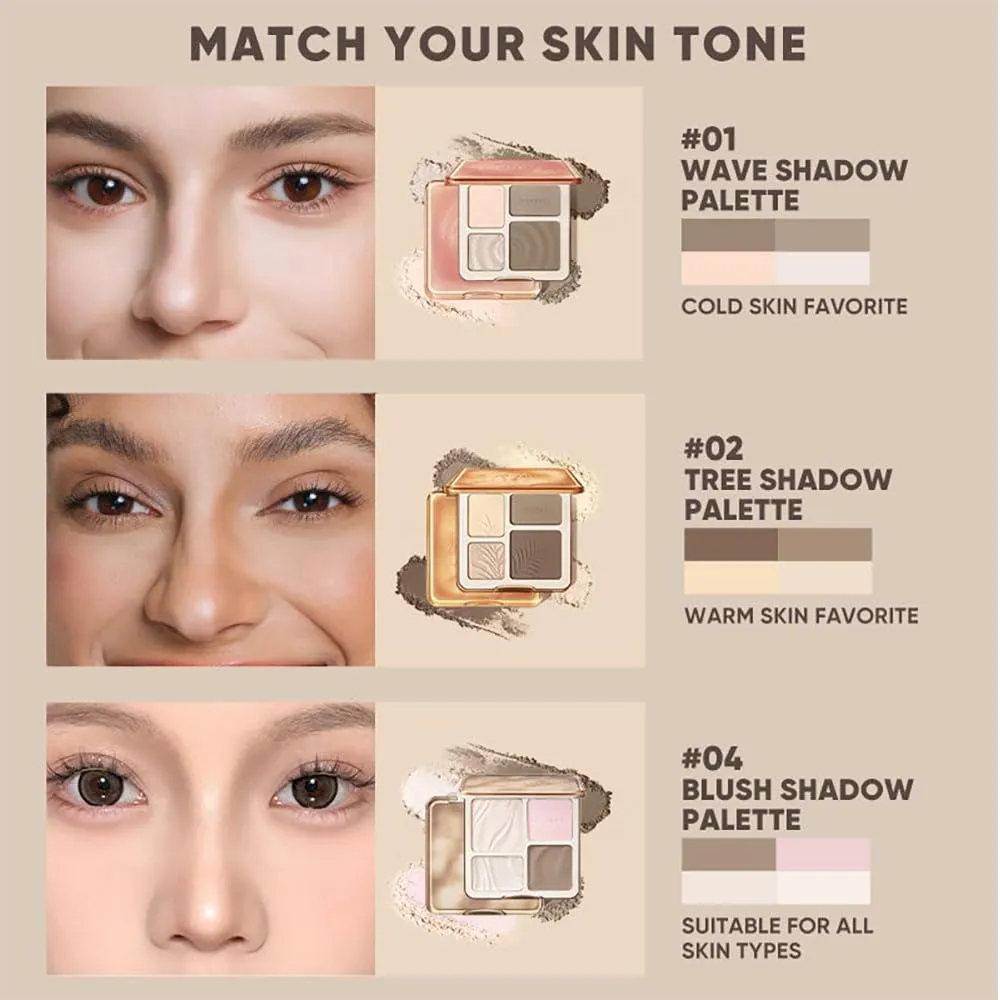 JudyDolll 2 In 1 Highlighter Contour Palette, Face Highlight Contour Palette, Lasting Sparkling Non-Greasy (#01 Waves)