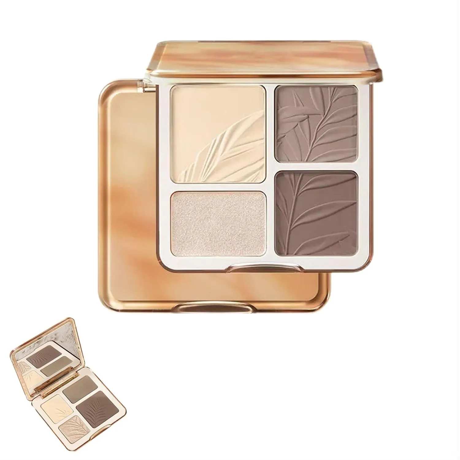 JudyDolll 2 In 1 Highlighter Contour Palette, Face Highlight Contour Palette, Lasting Sparkling Non-Greasy (#02 Tree)