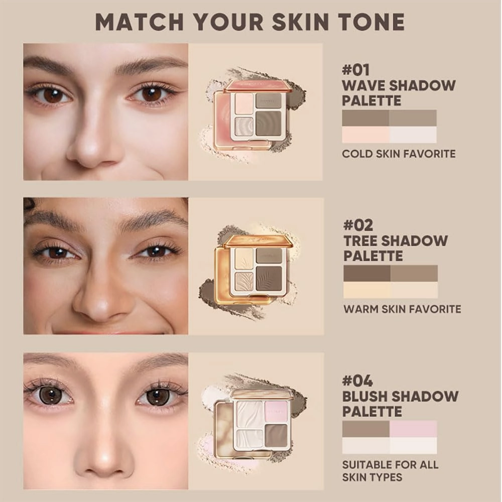 JudyDolll 2 In 1 Highlighter Contour Palette, Face Highlight Contour Palette, Lasting Sparkling Non-Greasy (#04 Blush)