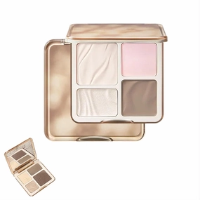 JudyDolll 2 In 1 Highlighter Contour Palette, Face Highlight Contour Palette, Lasting Sparkling Non-Greasy (#04 Blush)