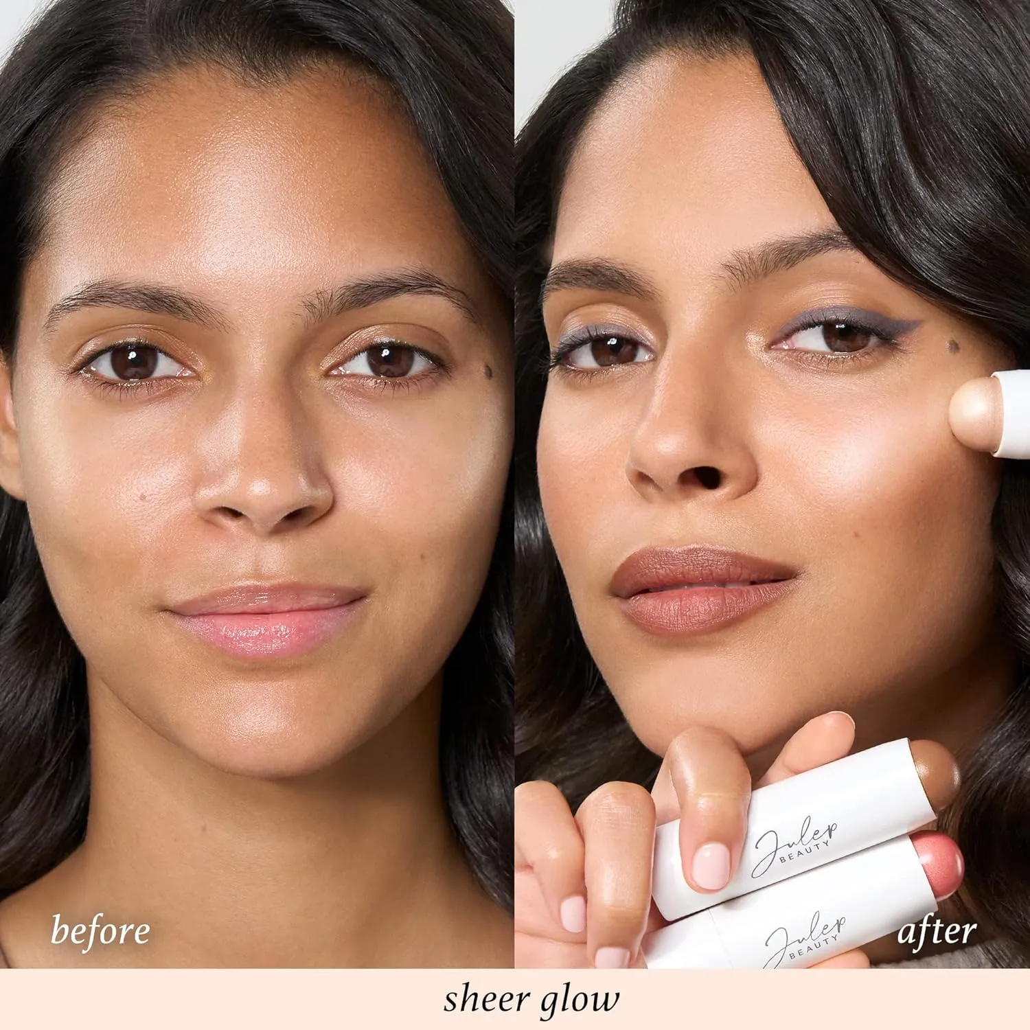 Julep Skip The Brush Cream to Powder Highlighter Stick- Sheer Glow - Blendable and Buildable Color - 2-in-1 Makeup Stick