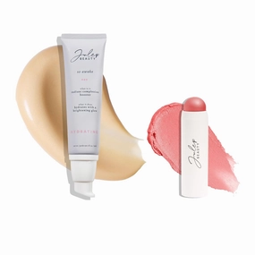 Julep Radiant Glow Duo: So Awake Snail Mucin Complexion Booster Moisturizer   Face Primer & Skip The Brush Cream-to-Powder Blush Stick in Golden Guava Makeup & Skincare Set