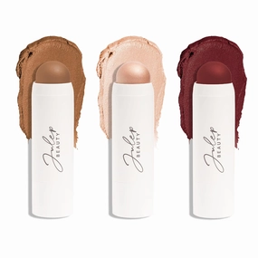 Julep Skip The Brush Cream to Powder Blush Stick Trio - Blendable and Buildable Color - 2-in-1 Blush and Lip Makeup Stick, Neutral Bronze, Sheer Glow, Passion Fruit