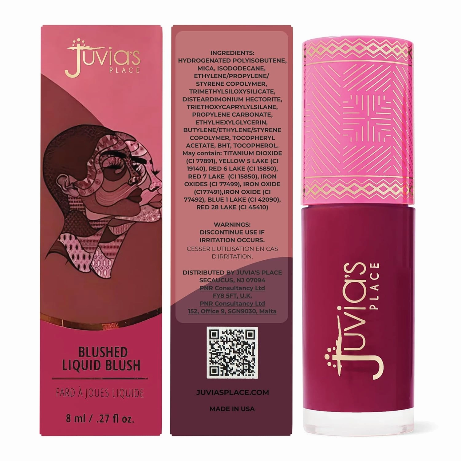 Juvia's Place Blushed Liquid Blush SweetBerries - Dewy Tint Cheeks Makeup Glow Pigment Effortless Beauty Long Lasting Cosmetics Soft Creamy Natural Buildable All Skin Color Light Flawless Finish Blend