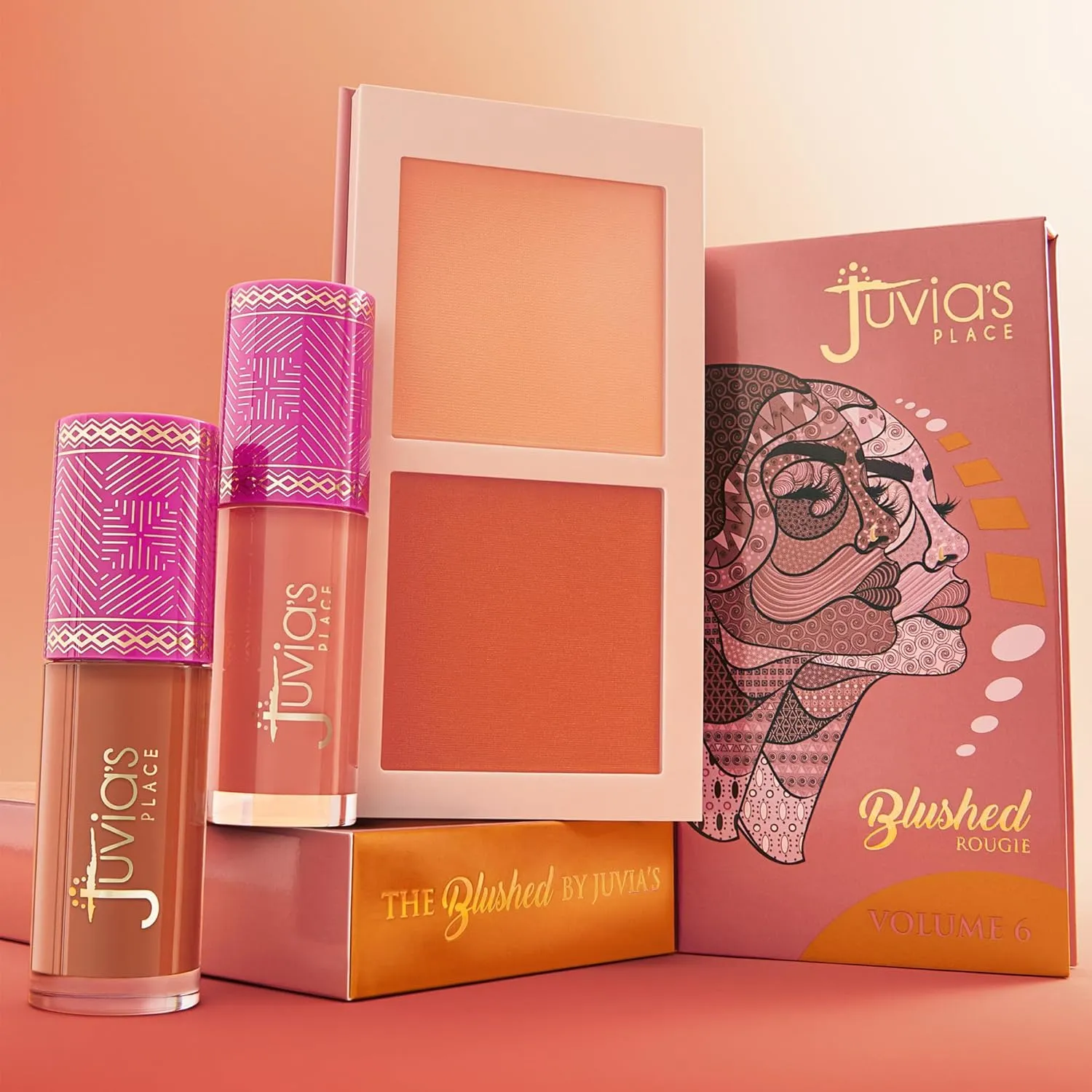 Juvia's Place Blushed Duo Blush - Two Tone Pigmented Buildable Pressed Mineral Powder - Rosy Natural Cheeks Matte Fresh Finish for All Skin Color -Volume1