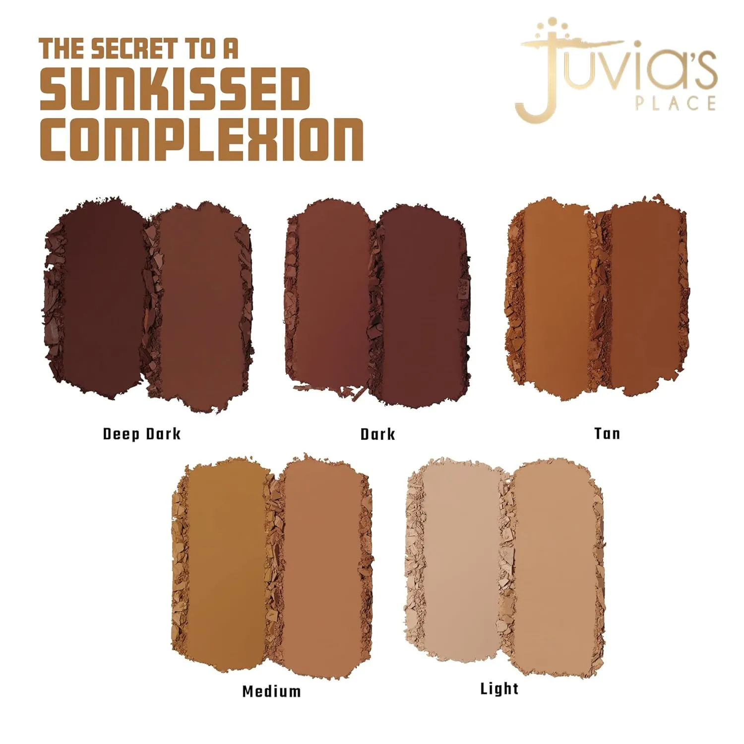 Juvia's Place Bronzed Duo Bronzer Deep Dark - Soft Matte Bronzer, Contour Pressed Powder, Long-Wearing & Buildable Bronzing - Suitable for Very Dark to Rich Chocolate Skin Tone