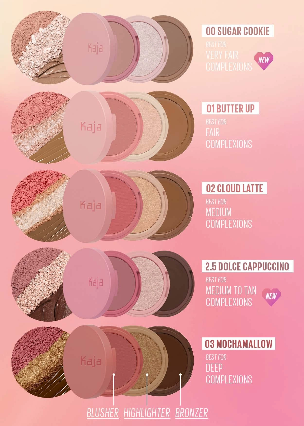 KAJA 3 Colors Palette - Play Bento_Mochamallow | Powder Blusher, Highlighter, Cream Bronzer, Creamy Application, with Mango Seed Butter, Powdery Finish, Easy Finger Application, Lightweight Formula