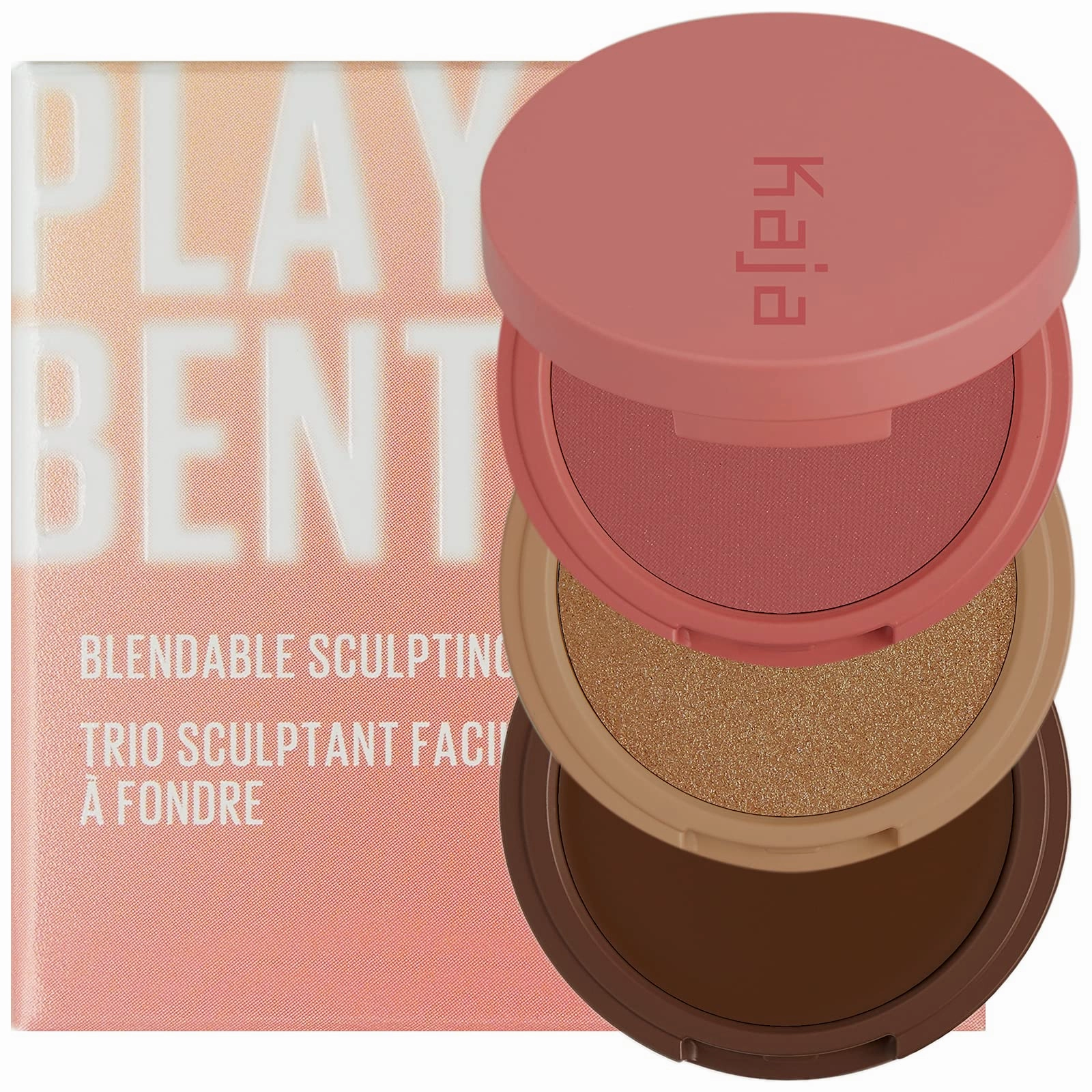 KAJA 3 Colors Palette - Play Bento_Mochamallow | Powder Blusher, Highlighter, Cream Bronzer, Creamy Application, with Mango Seed Butter, Powdery Finish, Easy Finger Application, Lightweight Formula