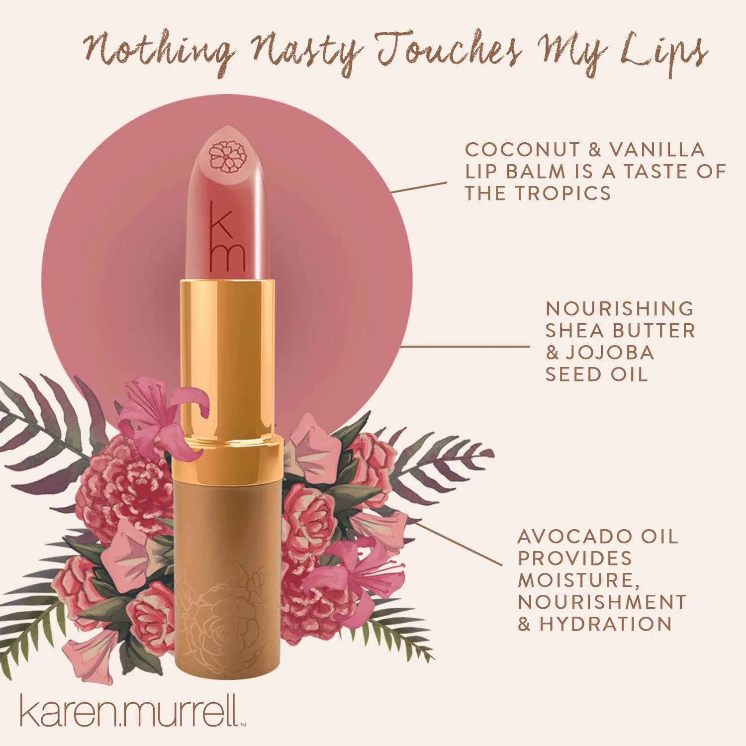 Karen Murrell Natural Lipstick - Lip Tint 46 Island Illusion - Sheer Buildable to Glossy Lip Tint - 100% Natural Ingredients, Moisturizes & Hydrates Lips - Paraben & Cruelty Free
